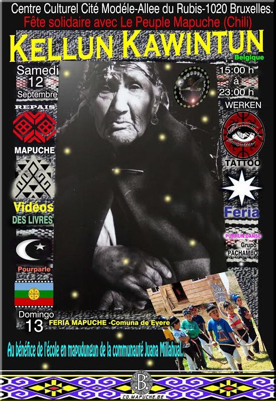 Belgique, Bruxelles:  Fete solidaire avec Le Peuple Mapuche (Chili) - Kellun Kawintun