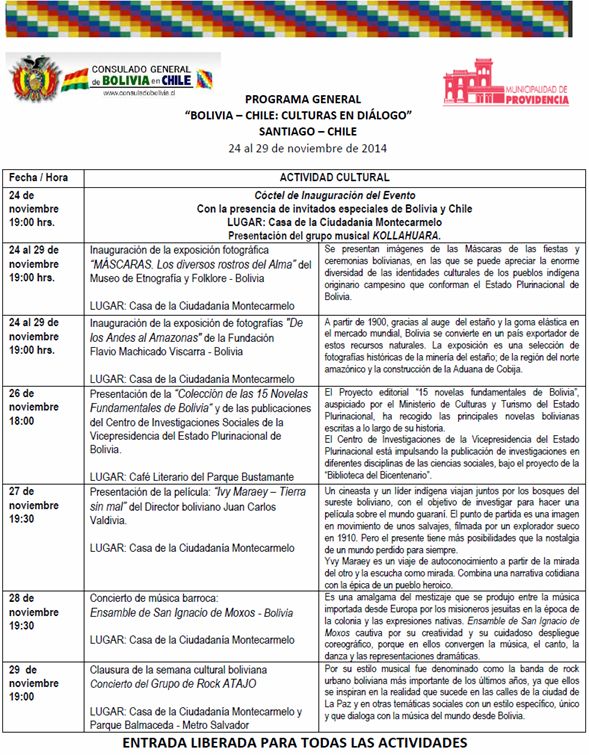 Santiago - Chile   “BOLIVIA – CHILE: CULTURAS EN DIÁLOGO”