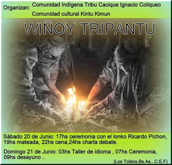 FESTEJAMOS EL AÑO NUEVO MAPUCHE .. 20 y 21 de JUNIO.