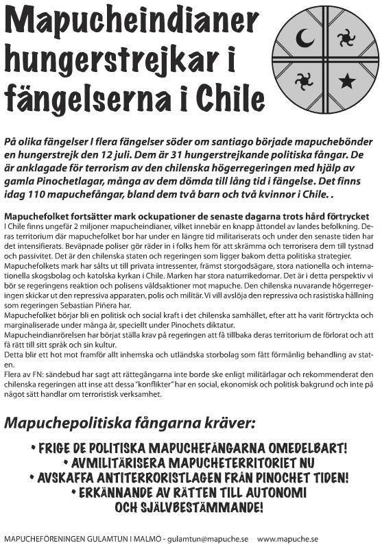 Offentlig uttal om mapuchekampen idag i mapucheland i chile