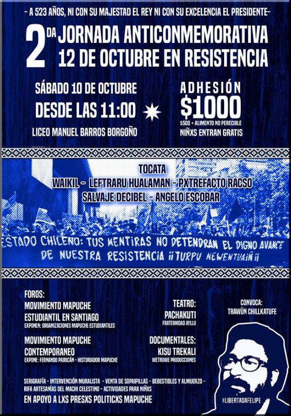2da Jornada Anti-conmemorativa: 12 DE OCTUBRE EN RESISTENCIA